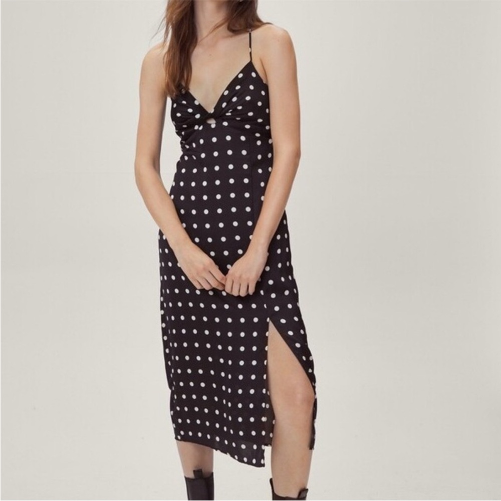 Brave Soul Black and White Polka Dot Midi Dress xs